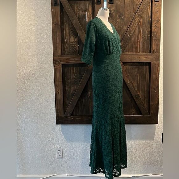 NWT PinUp Wedding Gown Evening Party Floral Lace Long Wrap V Neck Mermaid Dress - Picture 5 of 11